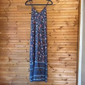 GAP Dress Maxi Adjustable Straps Racer Back Blue Red Floral Women's Size Medium